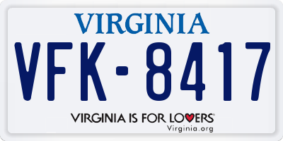 VA license plate VFK8417