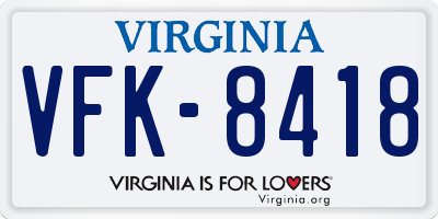 VA license plate VFK8418