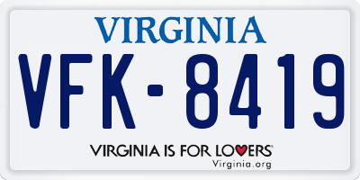 VA license plate VFK8419