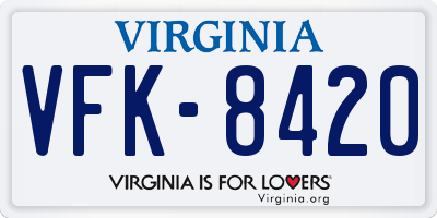 VA license plate VFK8420