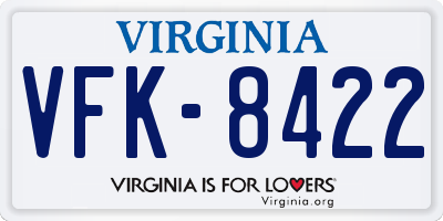 VA license plate VFK8422