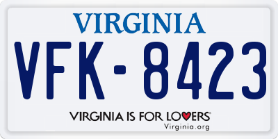 VA license plate VFK8423