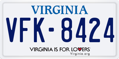VA license plate VFK8424