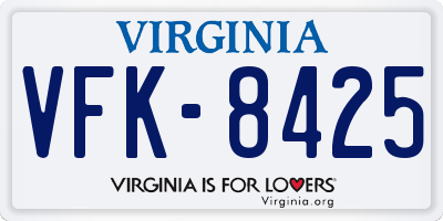 VA license plate VFK8425