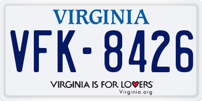 VA license plate VFK8426