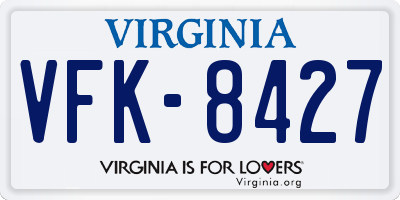 VA license plate VFK8427