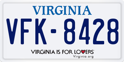 VA license plate VFK8428