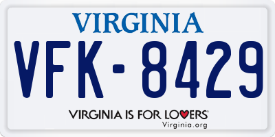 VA license plate VFK8429