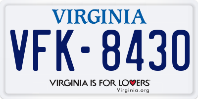 VA license plate VFK8430