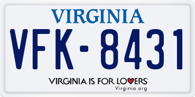 VA license plate VFK8431