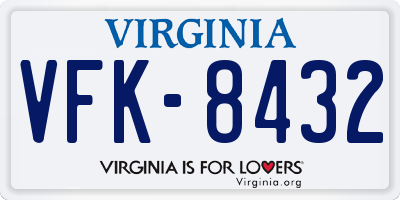 VA license plate VFK8432