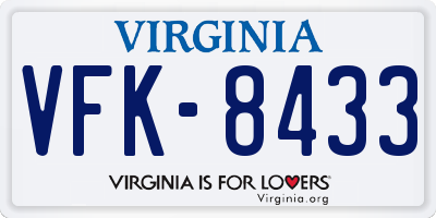 VA license plate VFK8433