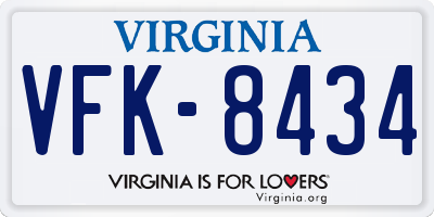 VA license plate VFK8434