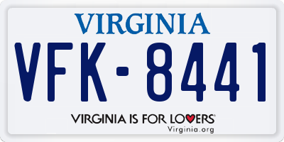 VA license plate VFK8441