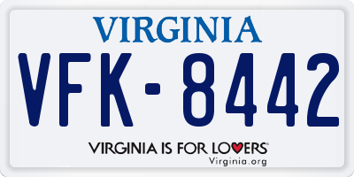 VA license plate VFK8442