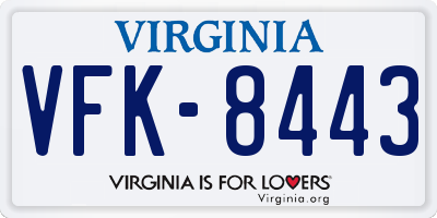 VA license plate VFK8443