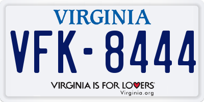 VA license plate VFK8444