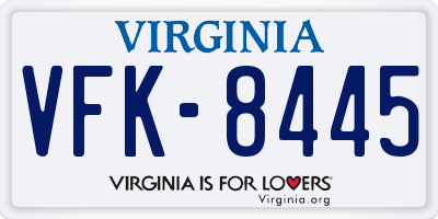 VA license plate VFK8445