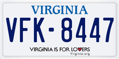 VA license plate VFK8447