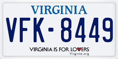 VA license plate VFK8449