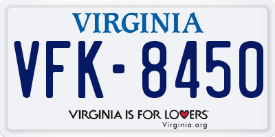 VA license plate VFK8450
