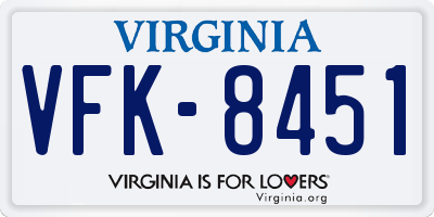 VA license plate VFK8451