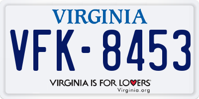 VA license plate VFK8453
