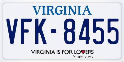 VA license plate VFK8455