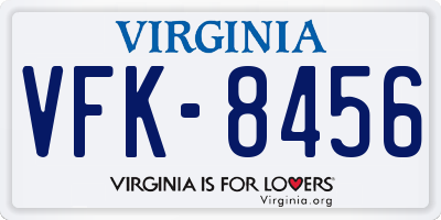 VA license plate VFK8456