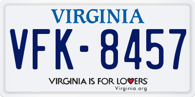VA license plate VFK8457