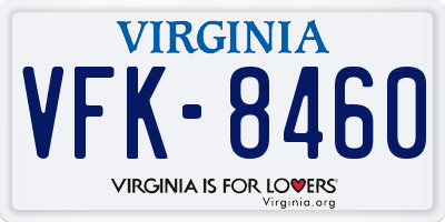 VA license plate VFK8460
