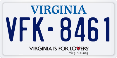 VA license plate VFK8461