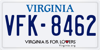 VA license plate VFK8462