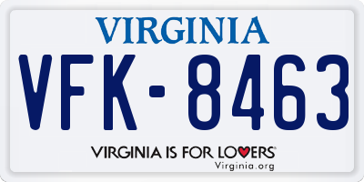 VA license plate VFK8463