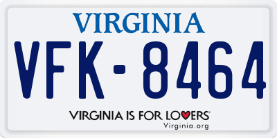 VA license plate VFK8464