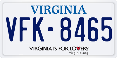 VA license plate VFK8465