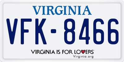 VA license plate VFK8466