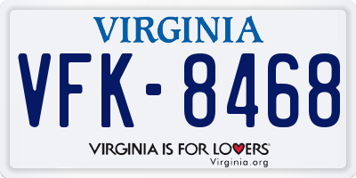 VA license plate VFK8468