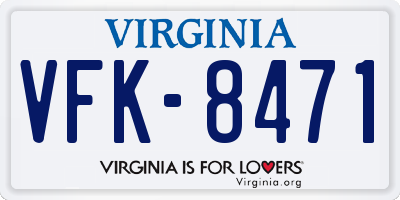 VA license plate VFK8471