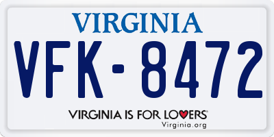 VA license plate VFK8472