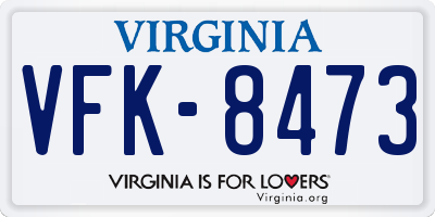 VA license plate VFK8473