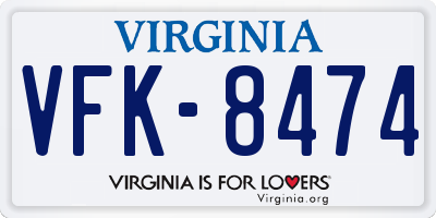 VA license plate VFK8474