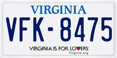 VA license plate VFK8475