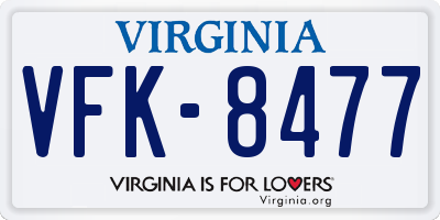 VA license plate VFK8477