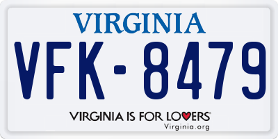 VA license plate VFK8479