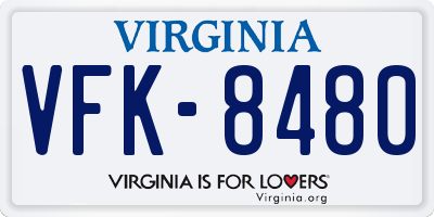 VA license plate VFK8480