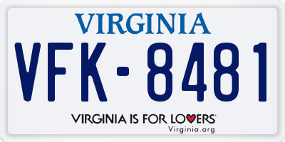 VA license plate VFK8481