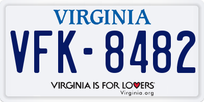 VA license plate VFK8482