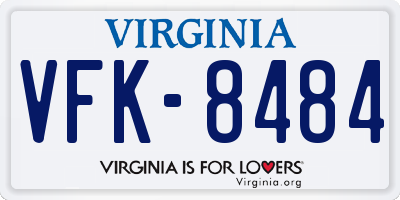 VA license plate VFK8484