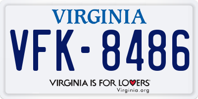 VA license plate VFK8486
